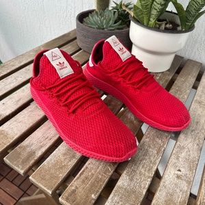 Size 10 Adidas HU x Pharrell SCARLET RED BY8720 Tennis Running Shoes Sneakers